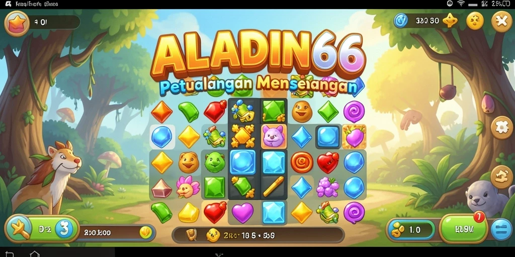 Gameplay seru dengan kombinasi permata dalam permainan Match-3.