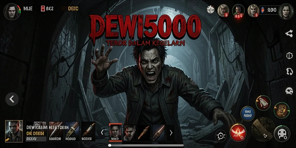 Tampilan gameplay menyeramkan DEWI5000 yang menciptakan ketegangan.