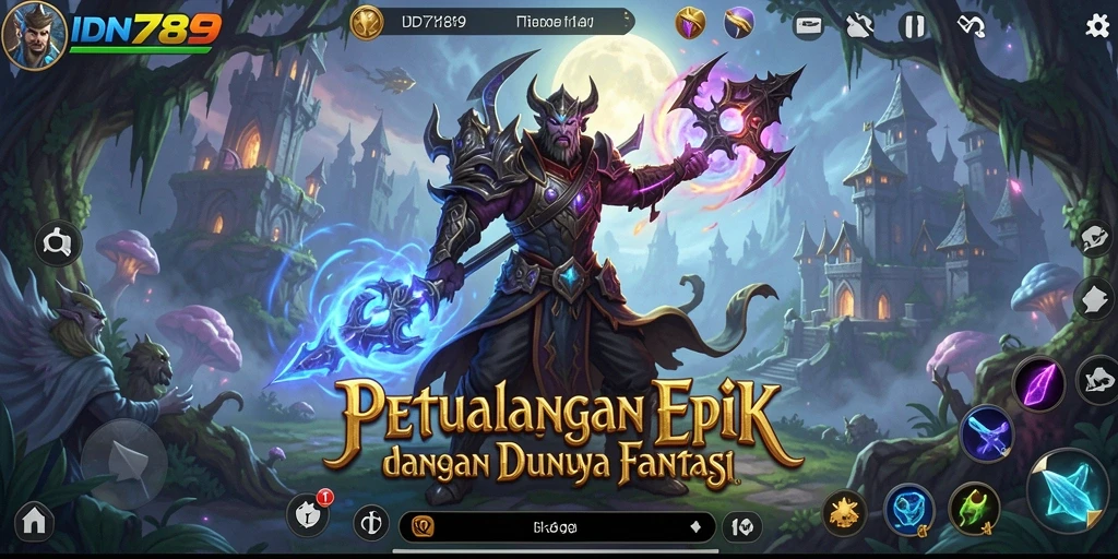 Screenshot menampilkan pertarungan seru dalam IDN789 dengan karakter dan monster.