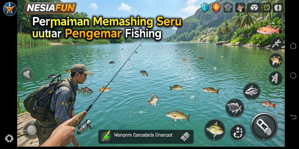 Gameplay seru NESIAFUN dengan berbagai lokasi memancing.