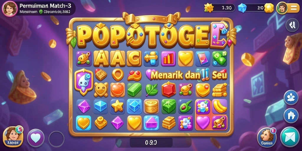 Tampilan gameplay POPOTOGEL dengan balok warna-warni yang seru.