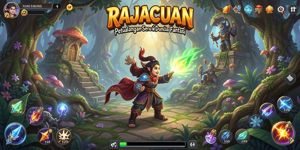 Tampilan gameplay seru dari RAJACUAN saat menjelajahi petualangan.