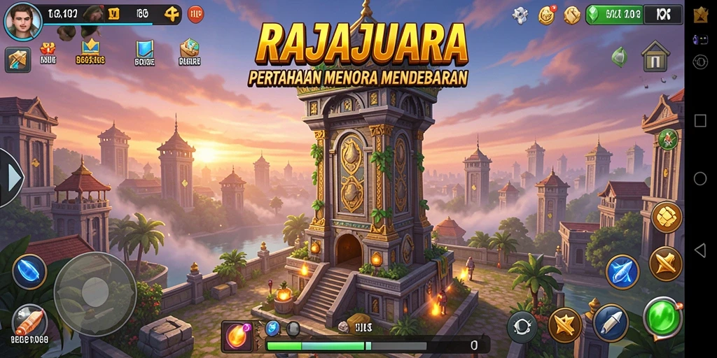 Tampilan menara yang strategis dan serangan musuh berlapis.