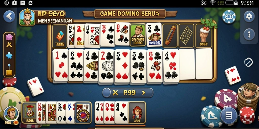 Tangkapan layar bermain domino dengan tampilan menarik di RP99.