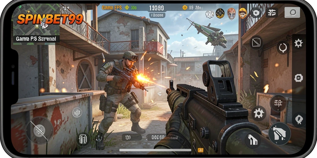 Tampilan gameplay seru dalam pertempuran FPS SPINBET99.