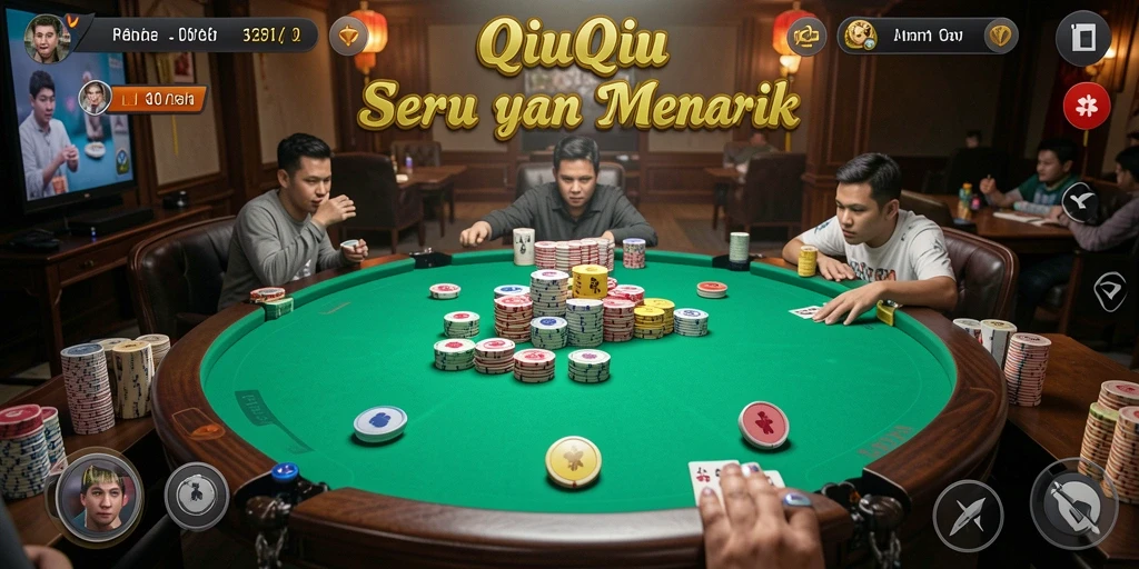 Screenshot gameplay V21 menampilkan aksi seru permainan QiuQiu.