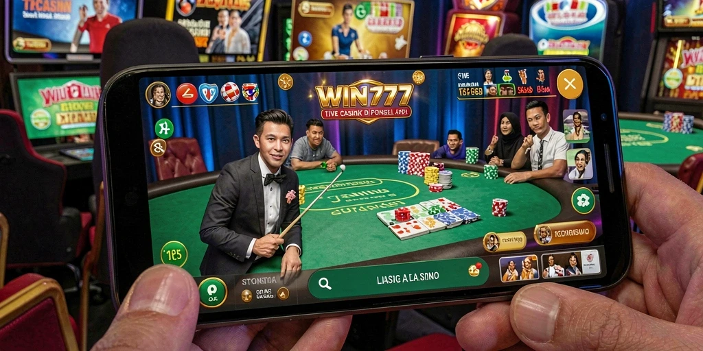 Screenshot gameplay WIN777 yang menampilkan suasana Live Casino yang seru.